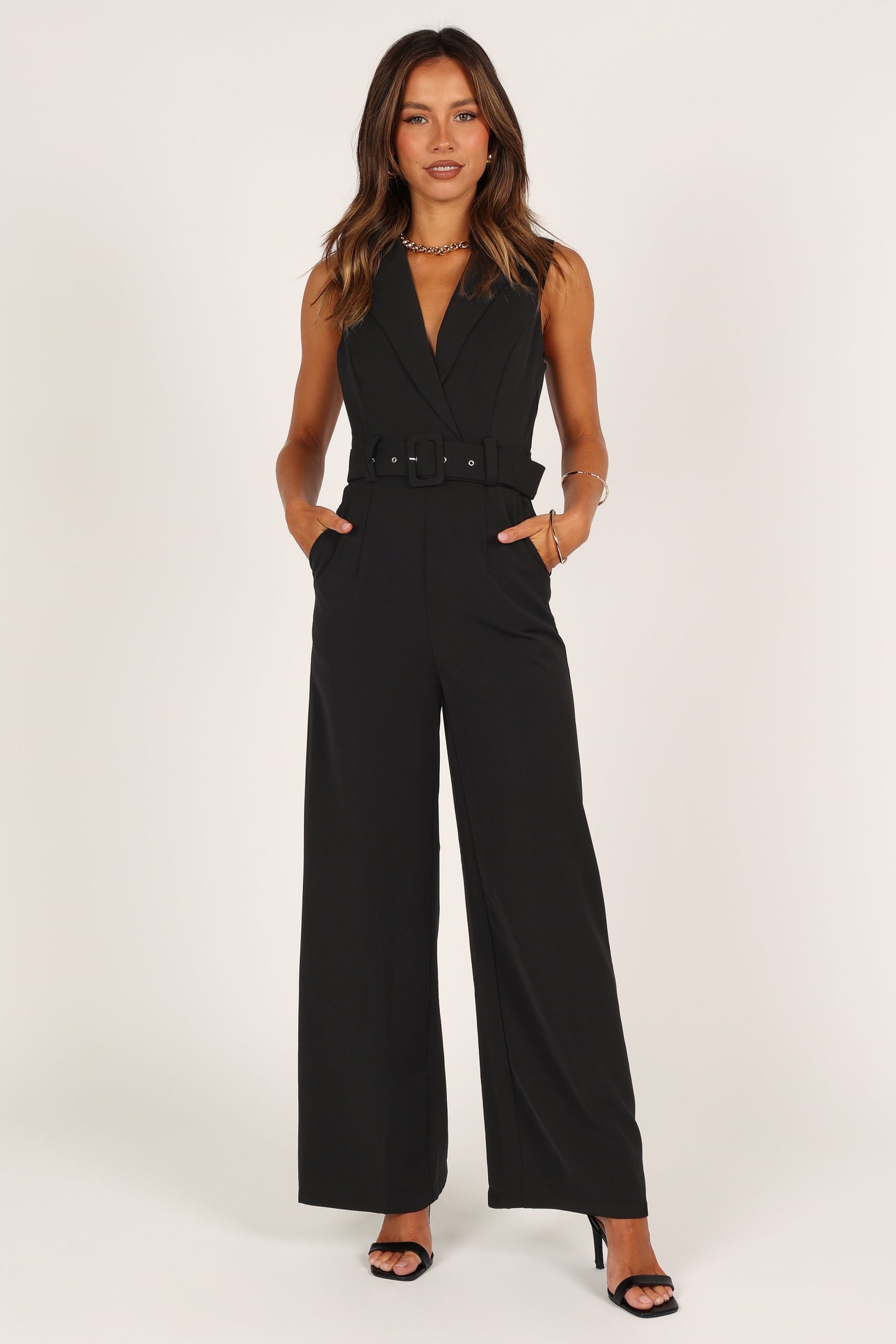 Sienna Belted Jumpsuit - Black - Image 3
