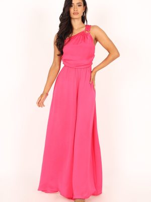 Sunanda One Shoulder Jumpsuit - Fuchsia