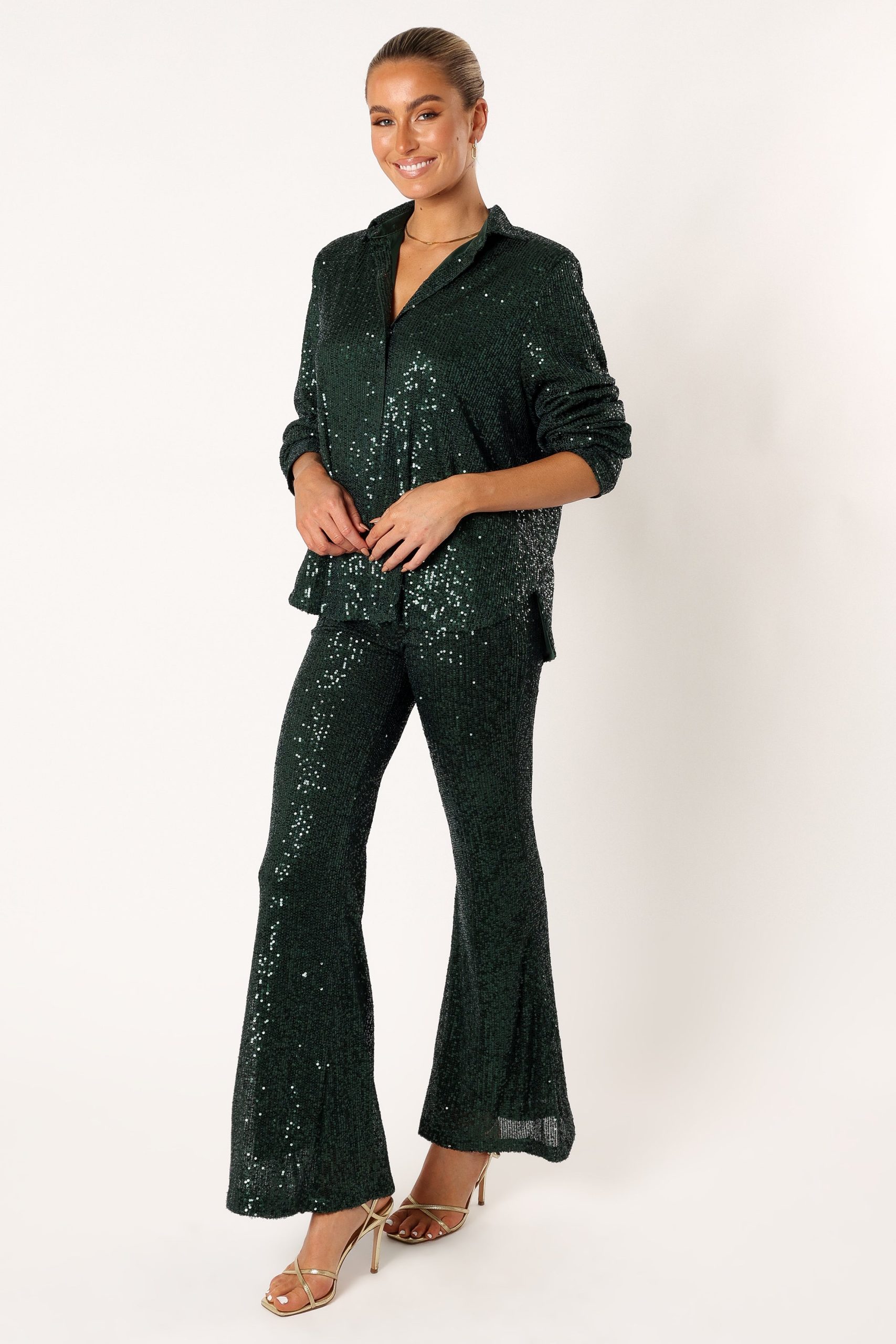 Darcy Sequin Two Piece Pant Set - Hunter Green - Image 7