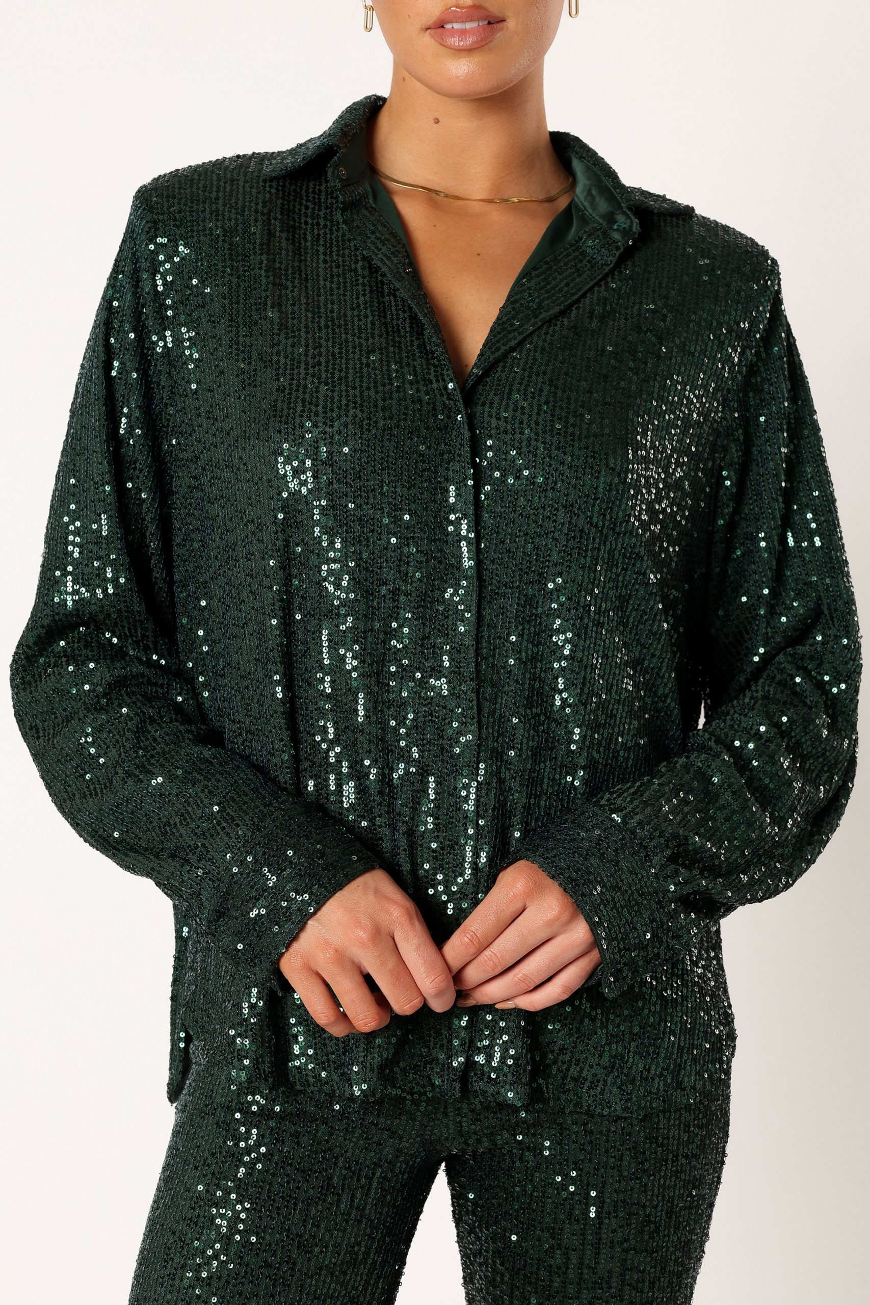 Darcy Sequin Two Piece Pant Set - Hunter Green - Image 10