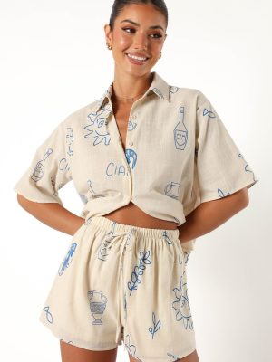 Davey Short Set - Cream Blue