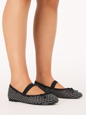 Edda Flats - Black/Diamante