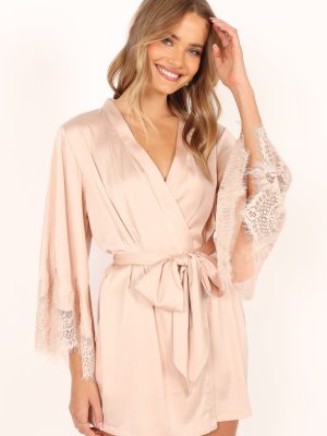 Dara Lace Trim Robe - Blush