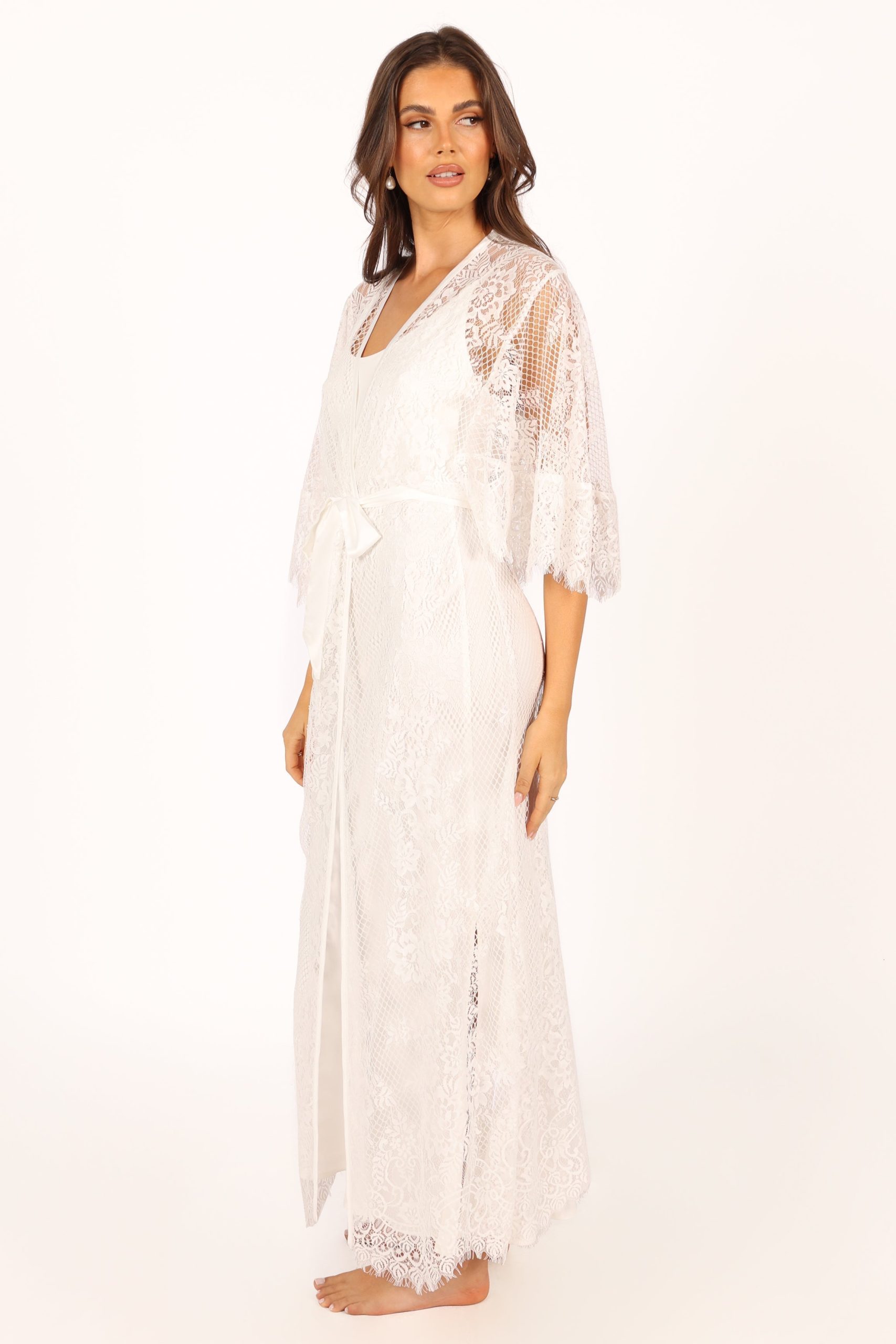 Nephele Lace Bridal Robe - Ivory - Image 2