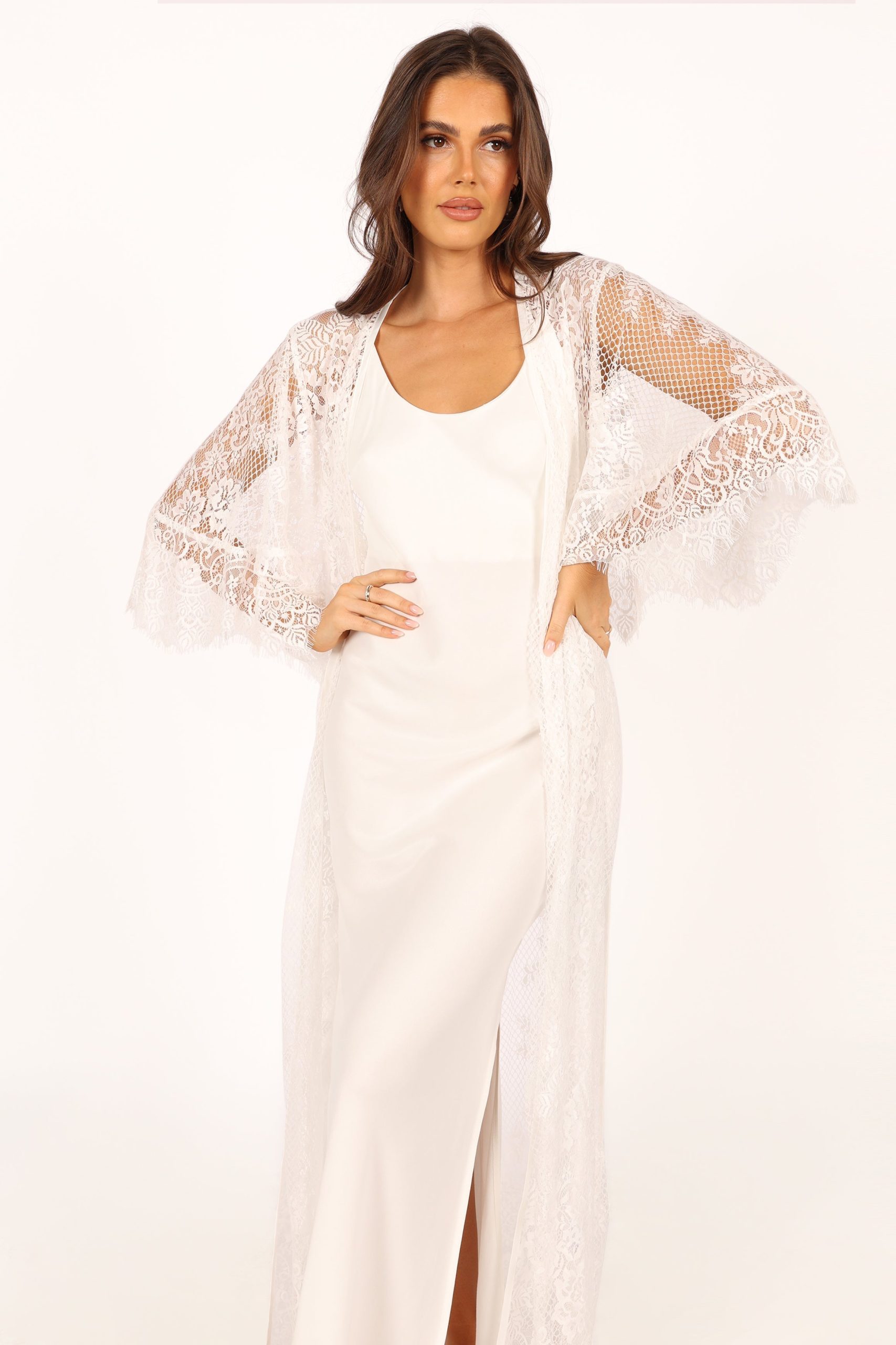 Nephele Lace Bridal Robe - Ivory - Image 3