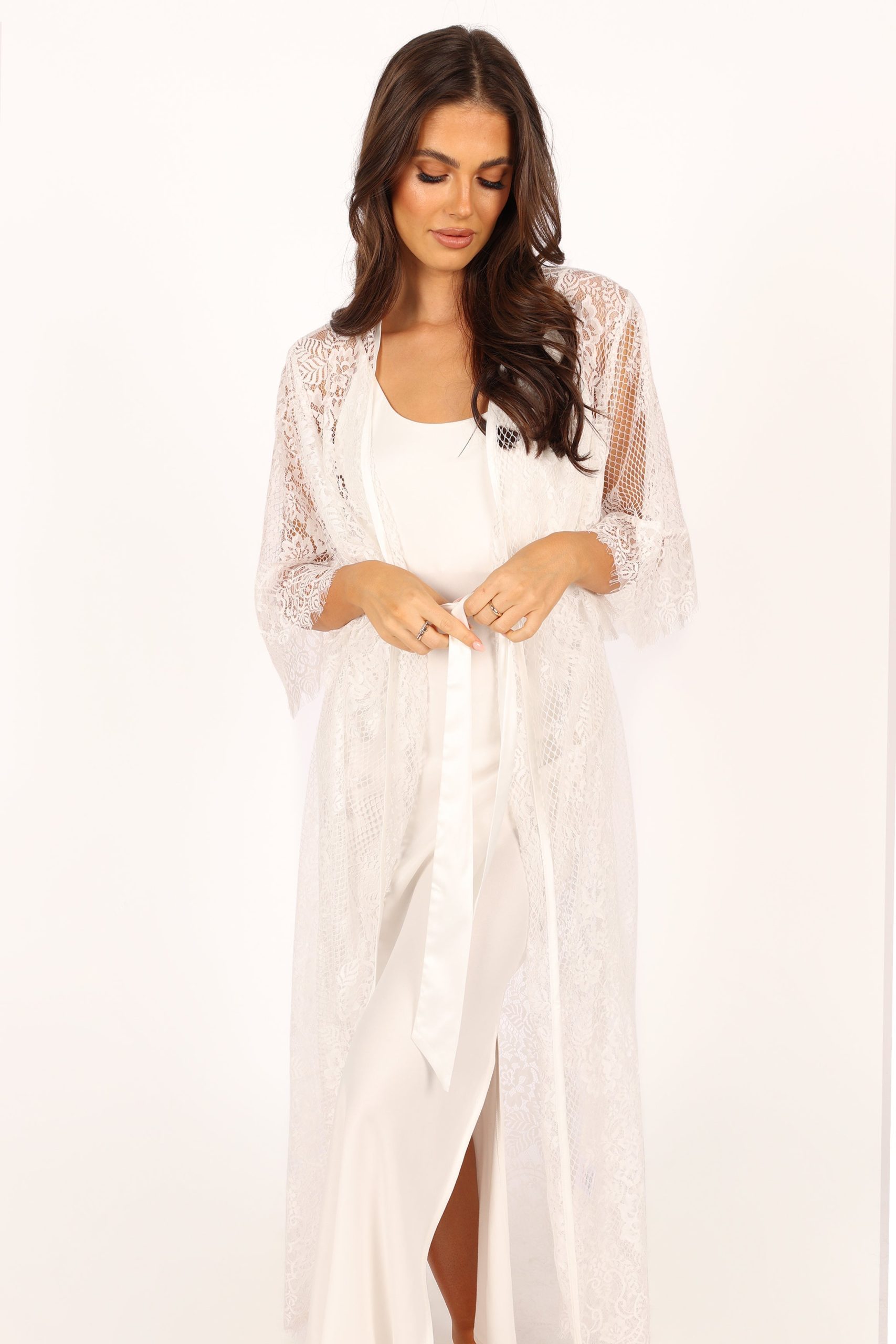 Nephele Lace Bridal Robe - Ivory - Image 4