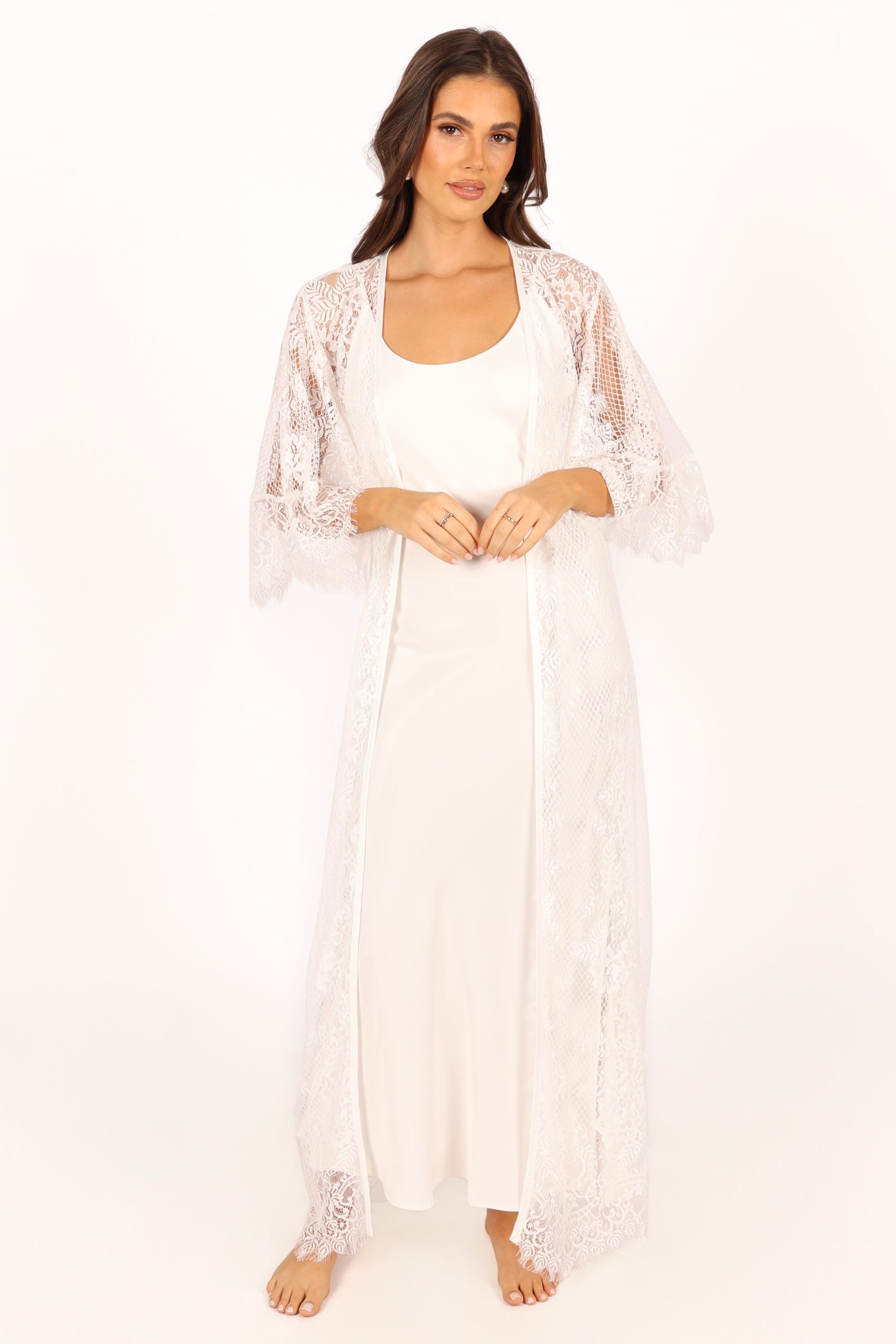 Nephele Lace Bridal Robe - Ivory - Image 5