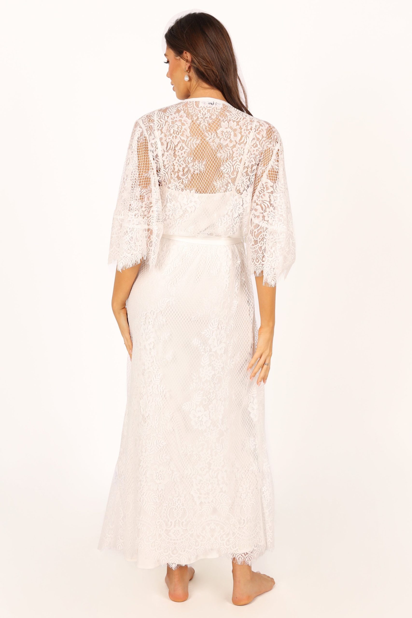 Nephele Lace Bridal Robe - Ivory - Image 8