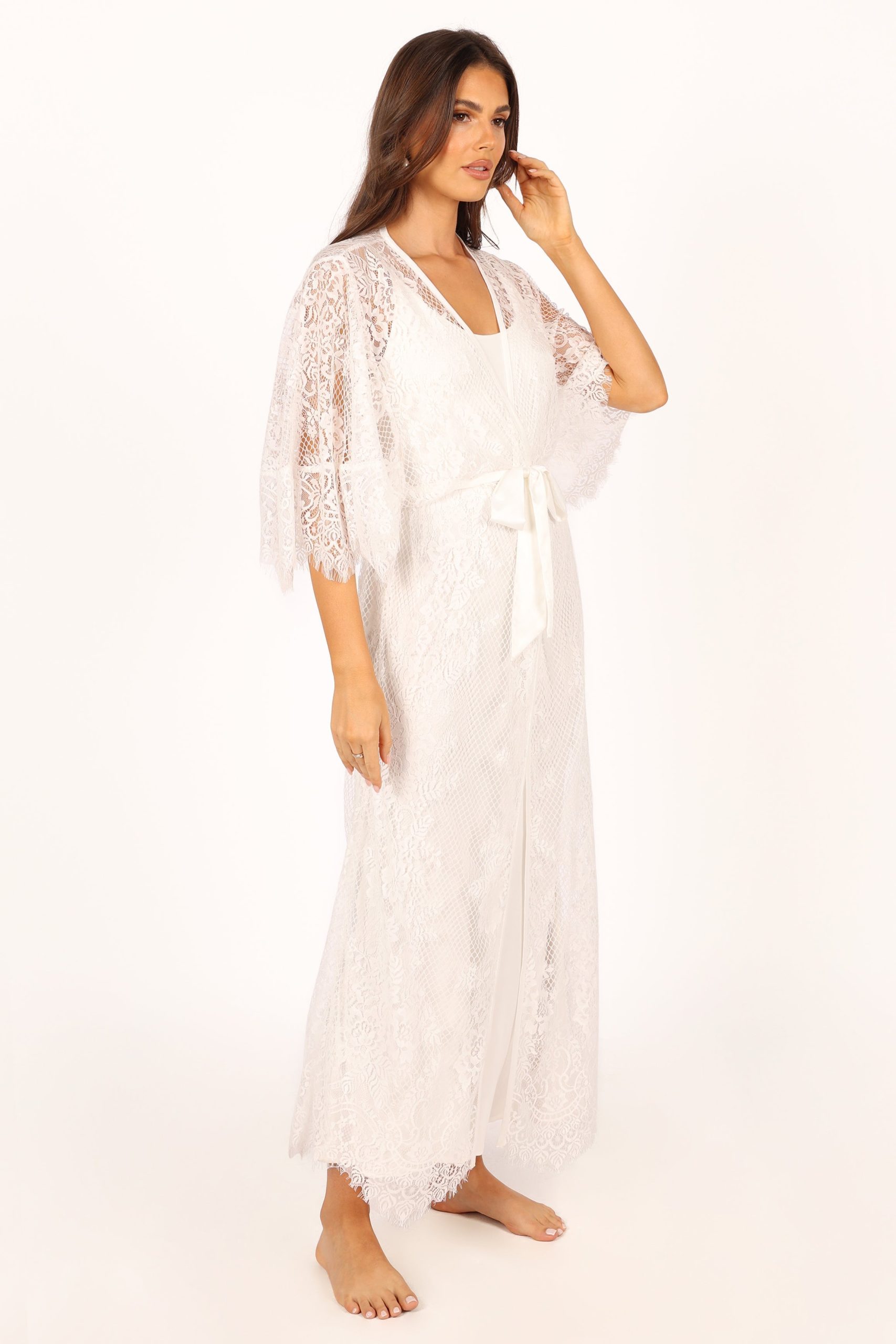 Nephele Lace Bridal Robe - Ivory - Image 10