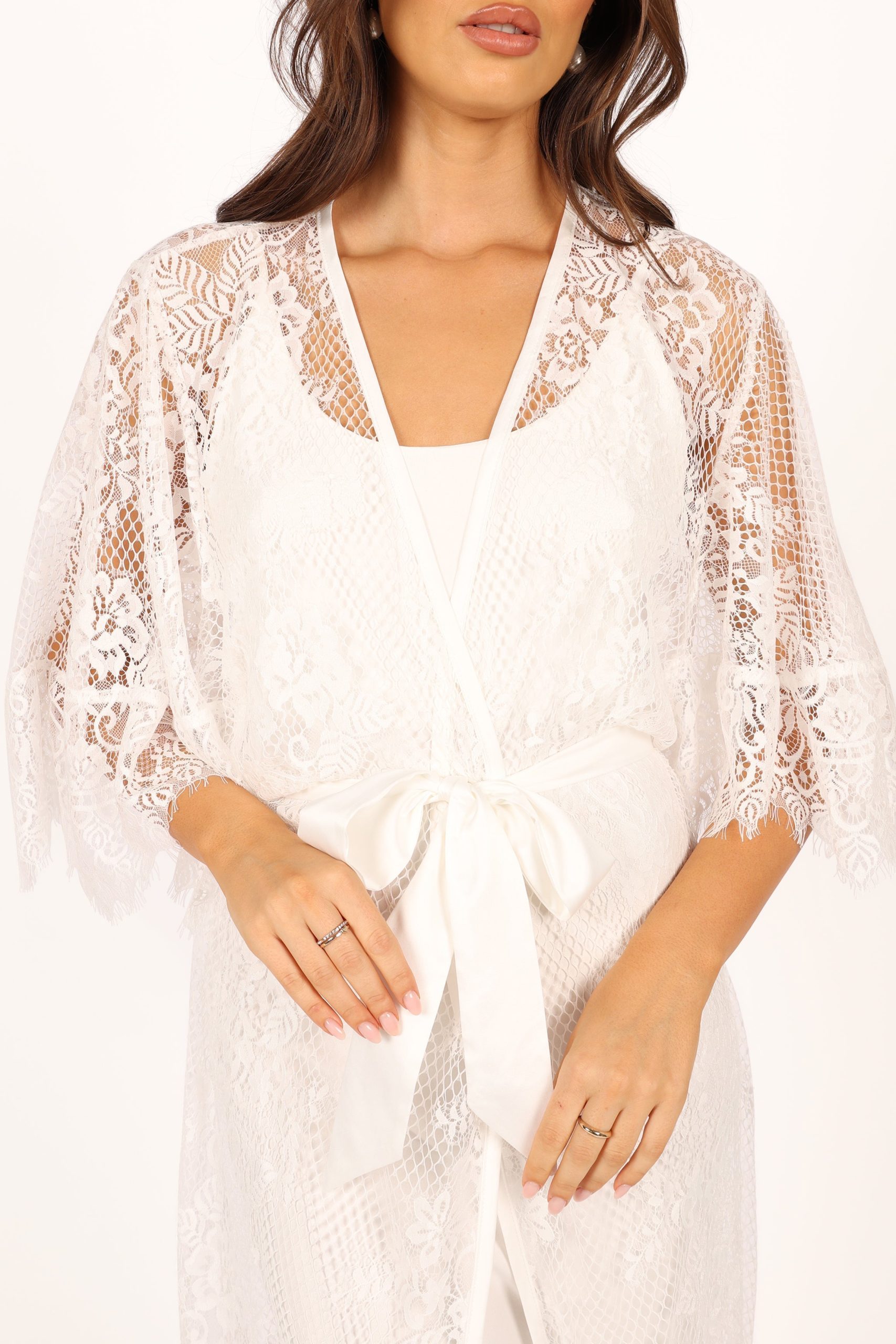 Nephele Lace Bridal Robe - Ivory - Image 11