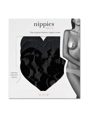 Nippies Basics Adhesive Nipple Covers Heart - Black