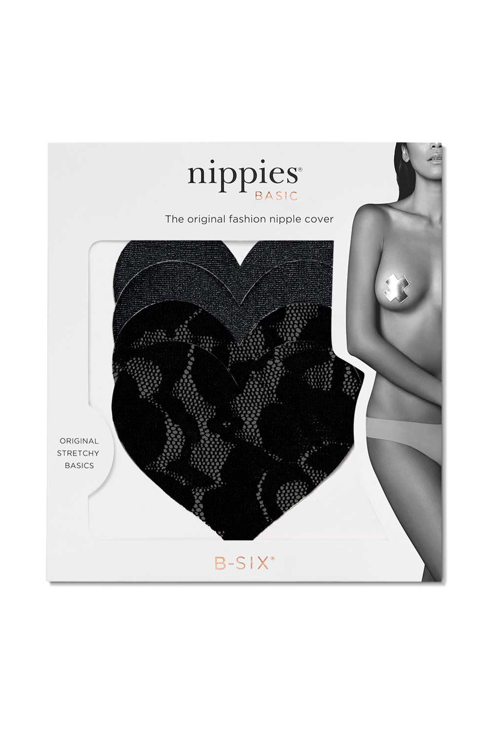 Nippies Basics Adhesive Nipple Covers Heart - Black