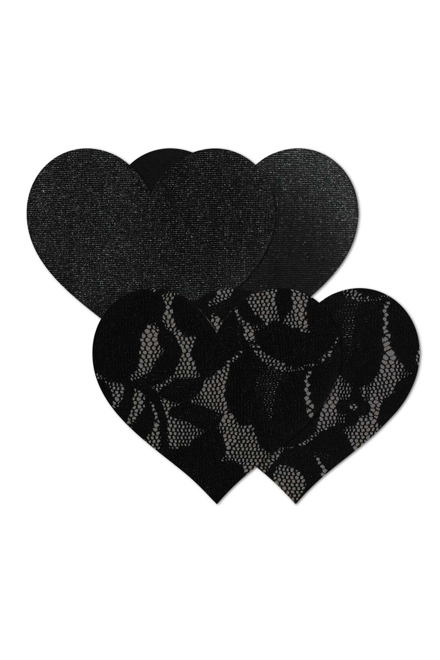 Nippies Basics Adhesive Nipple Covers Heart - Black - Image 2