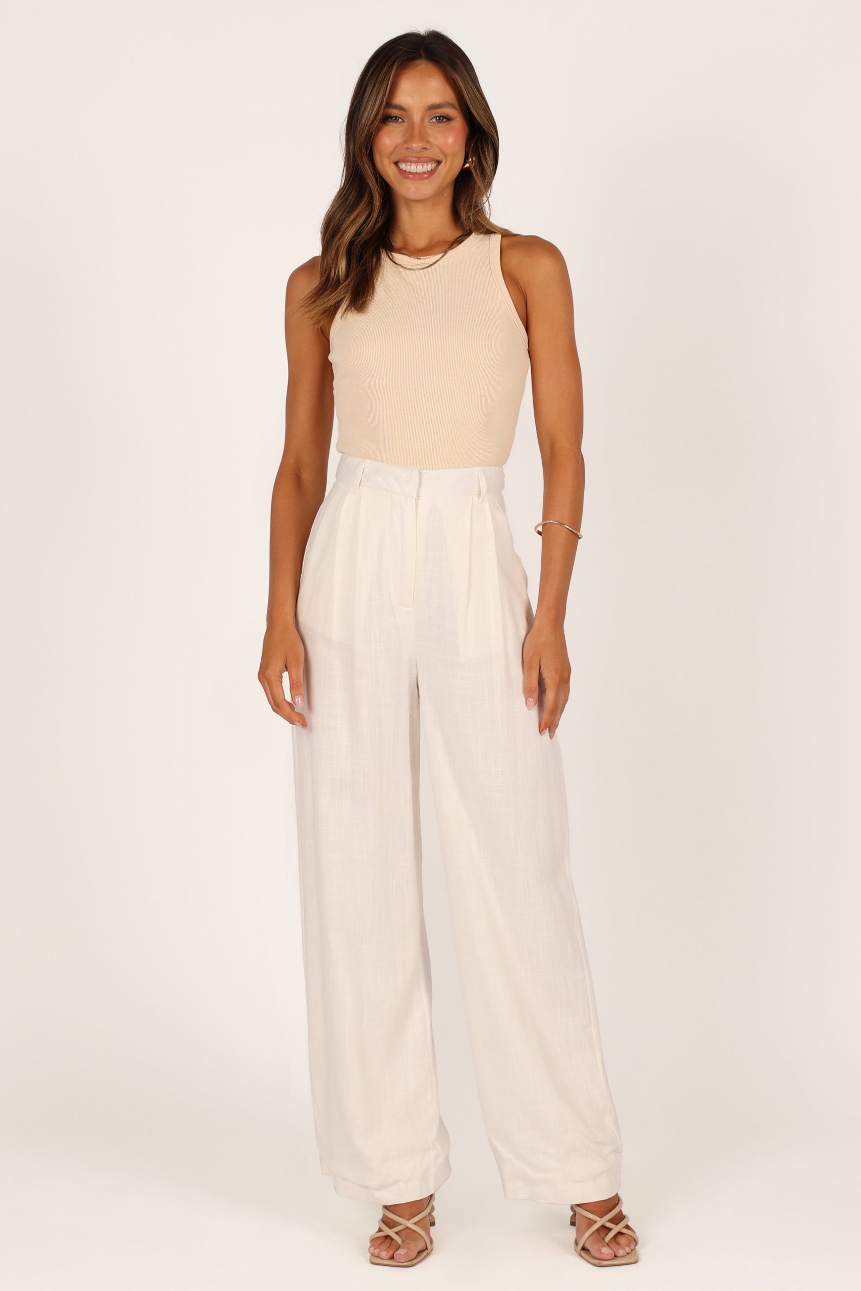 Ari Ribbed Tank Top - Beige - Image 8