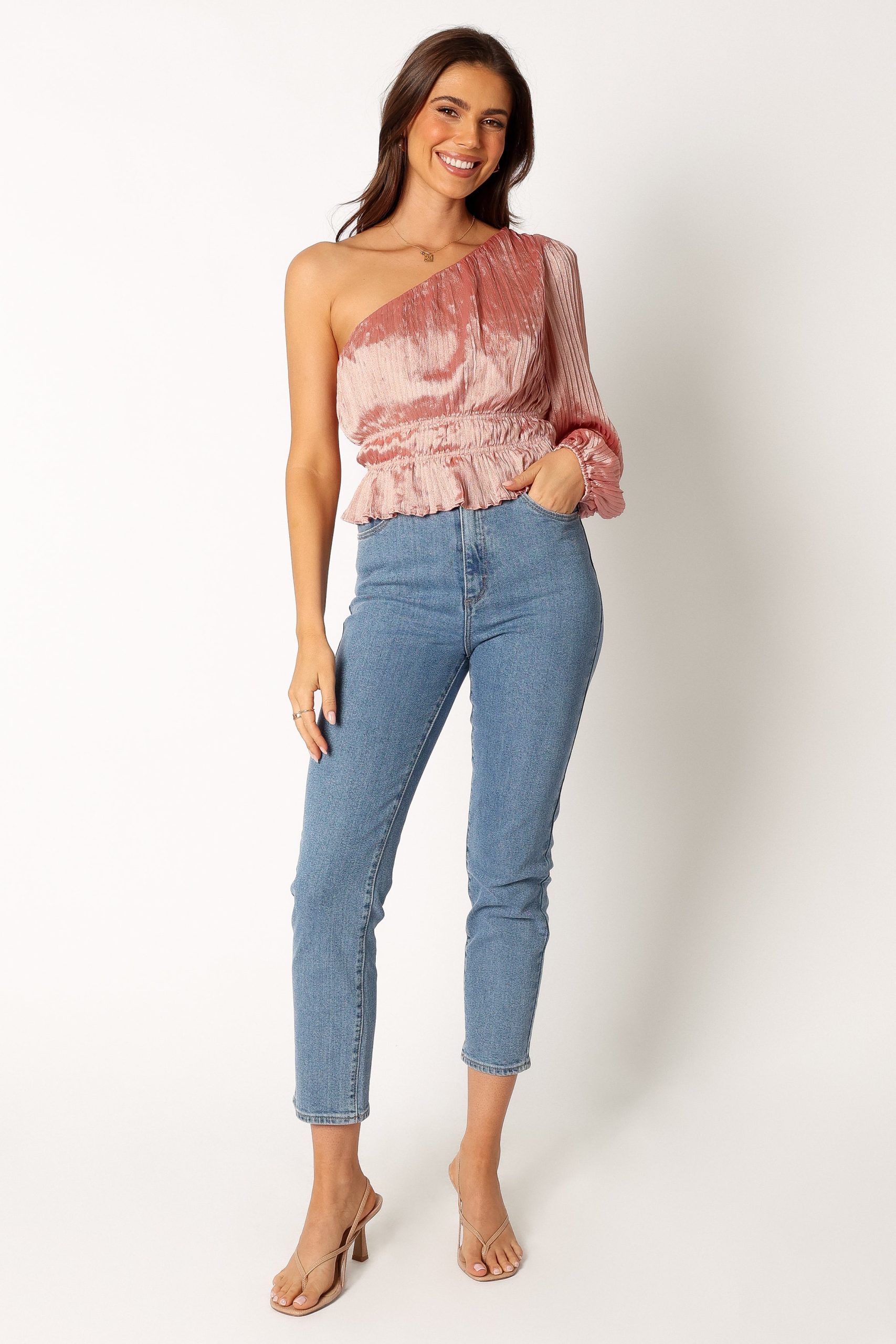 Aria One Sleeve Top - Pink - Image 7