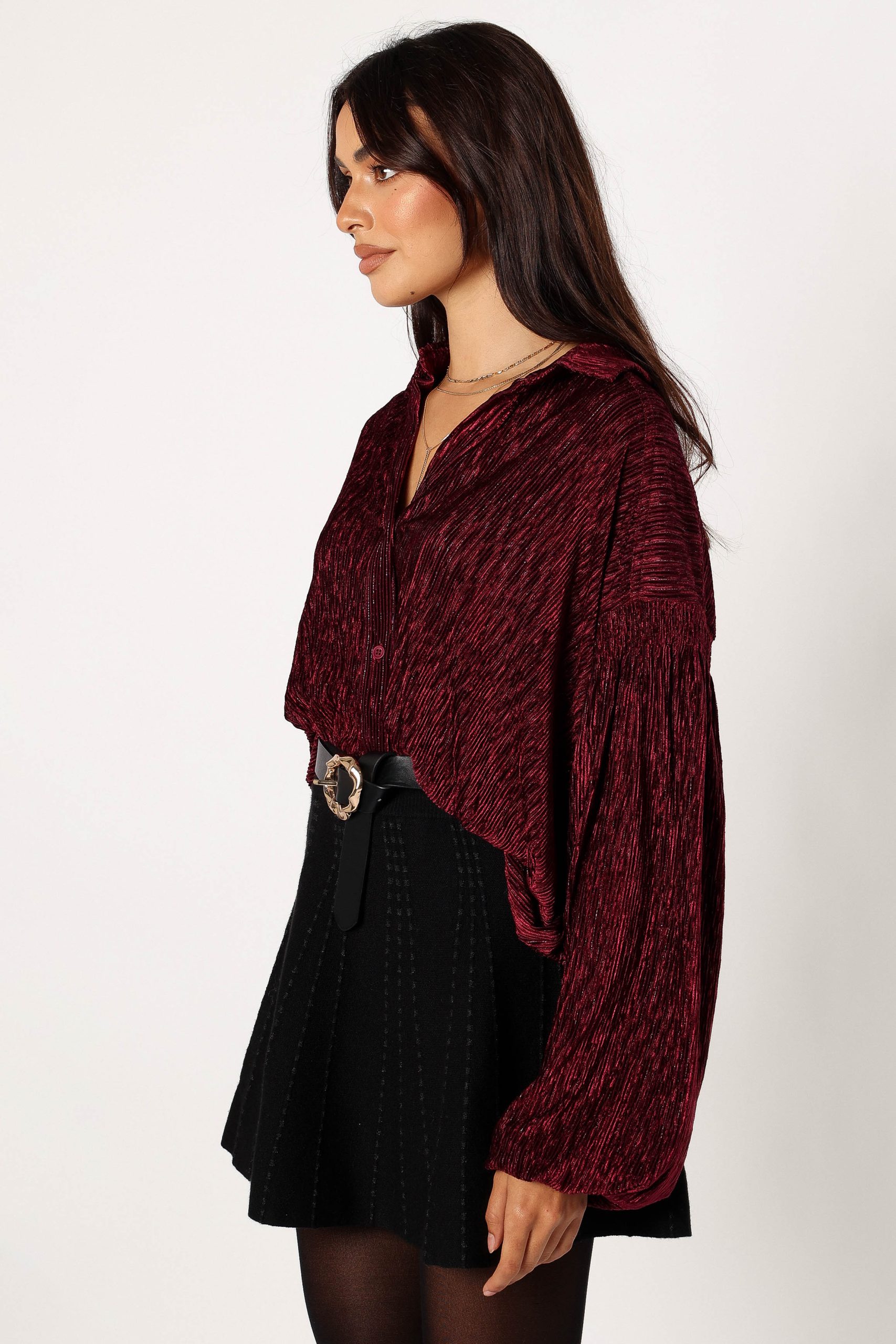 Cadence Long Sleeve Top - Burgundy - Image 2