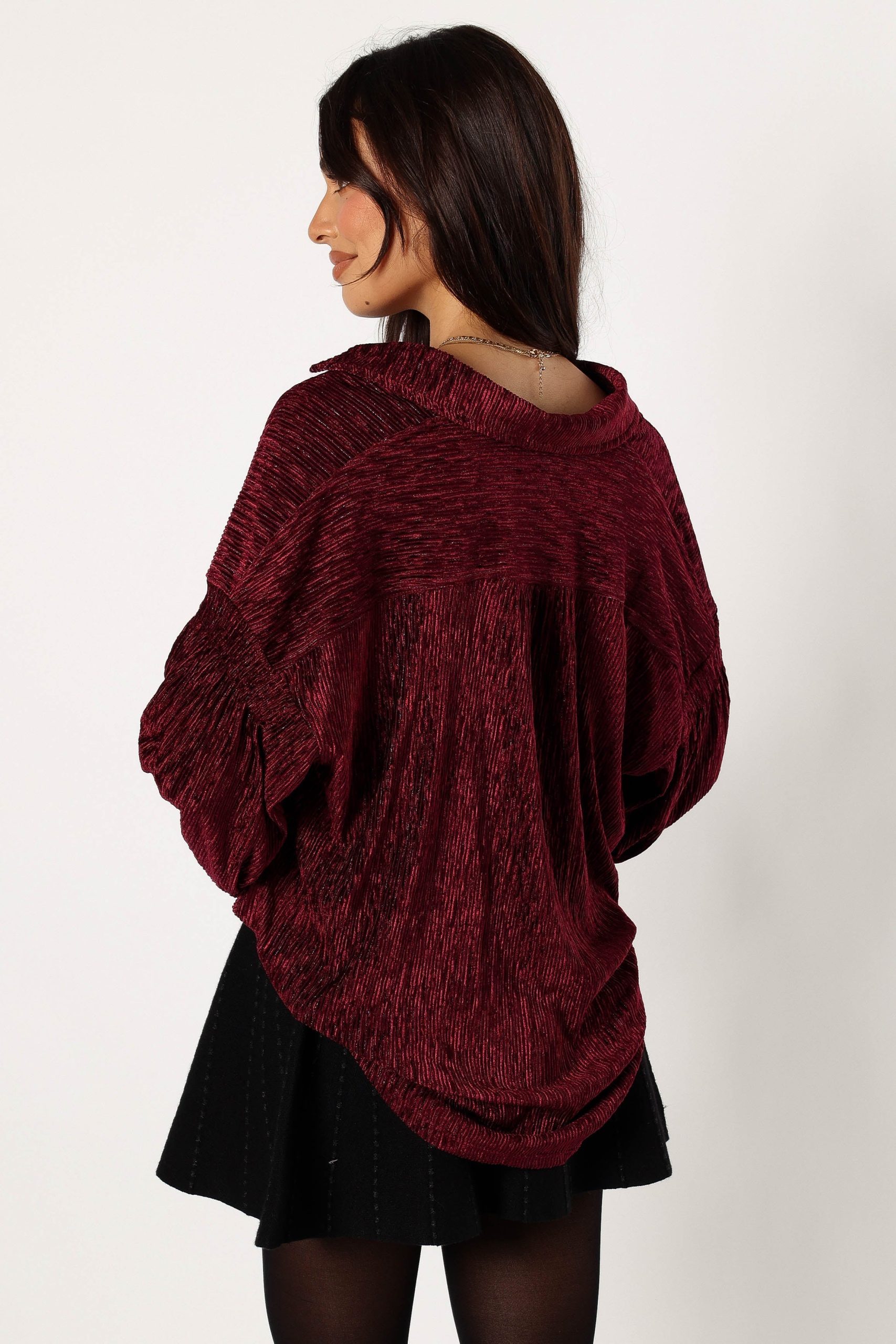 Cadence Long Sleeve Top - Burgundy - Image 4