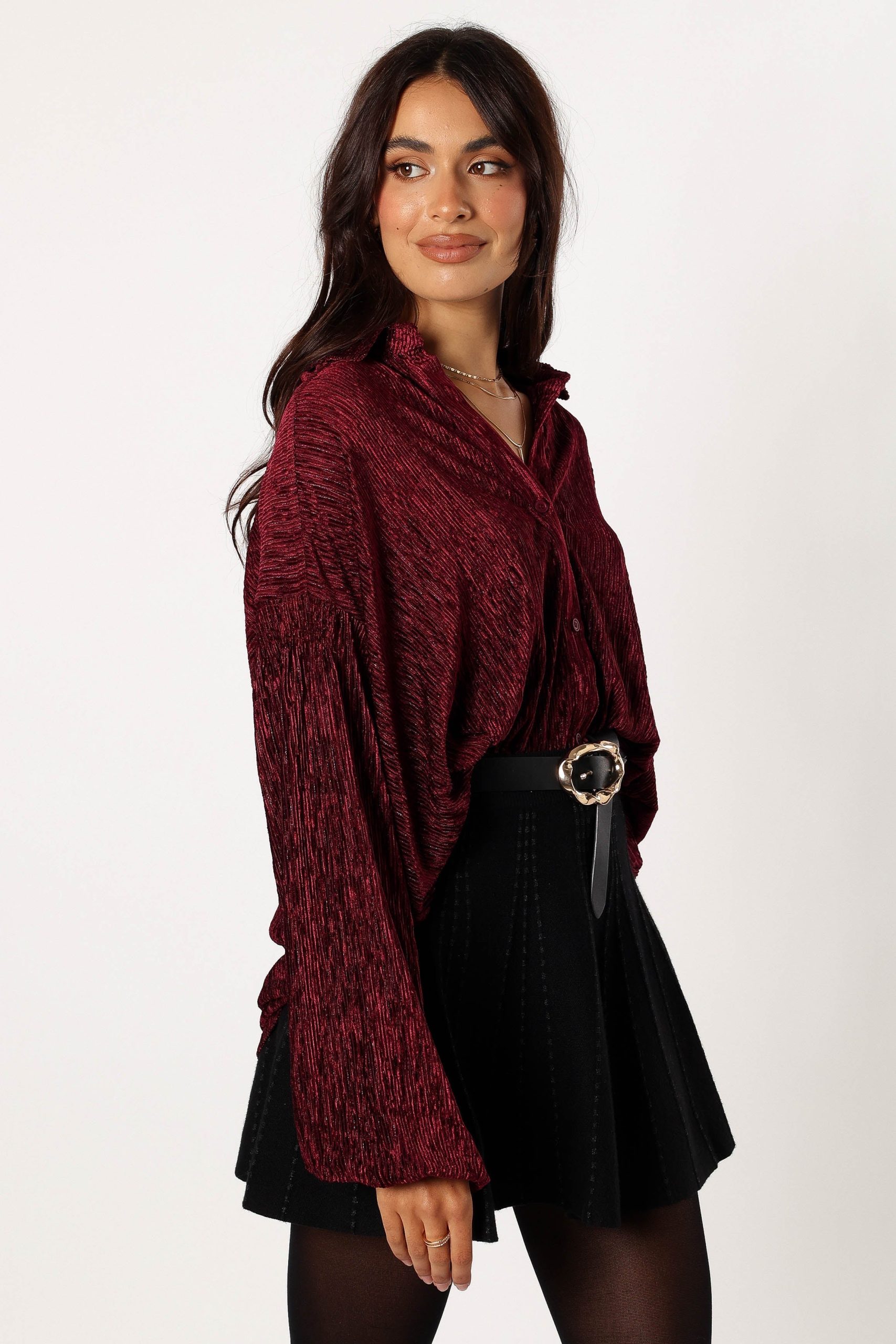 Cadence Long Sleeve Top - Burgundy - Image 5