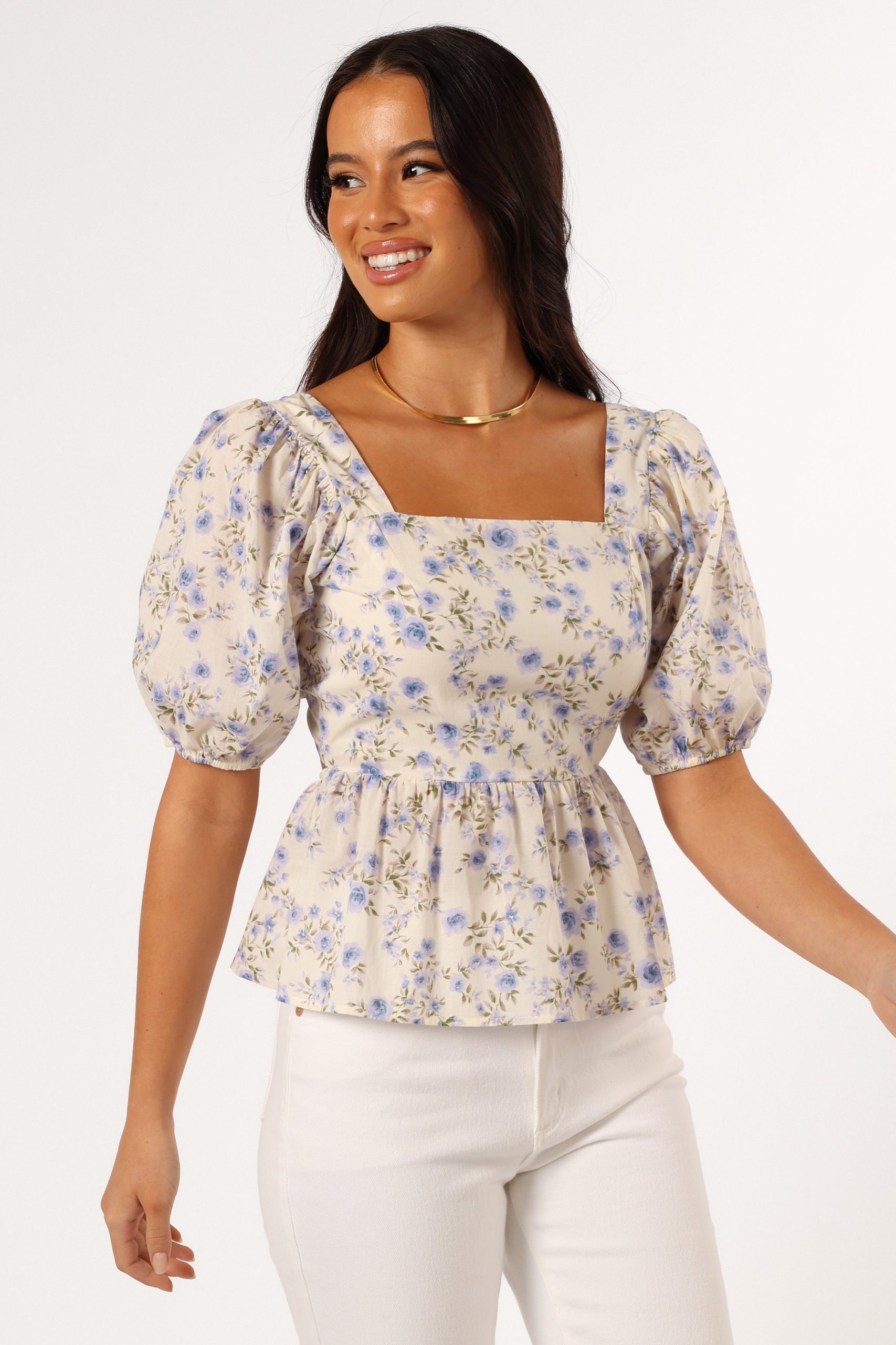 Celia Top - Ivory Blue - Image 4