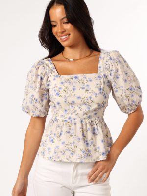 Celia Top - Ivory Blue