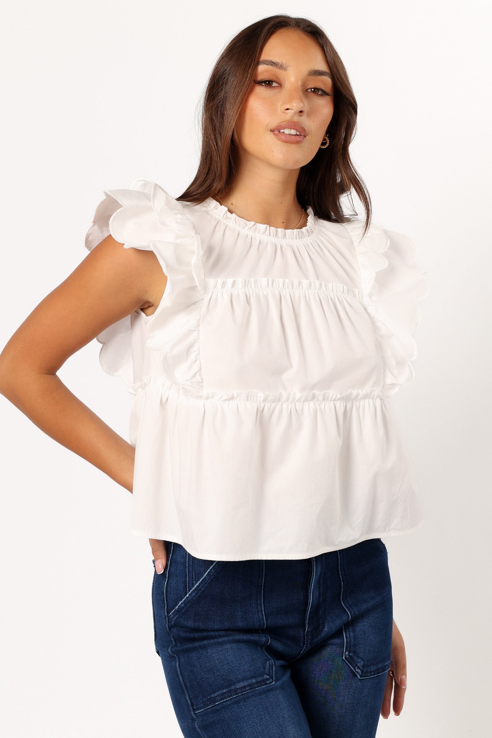 Elaine Ruffle Top - Off White - Image 7
