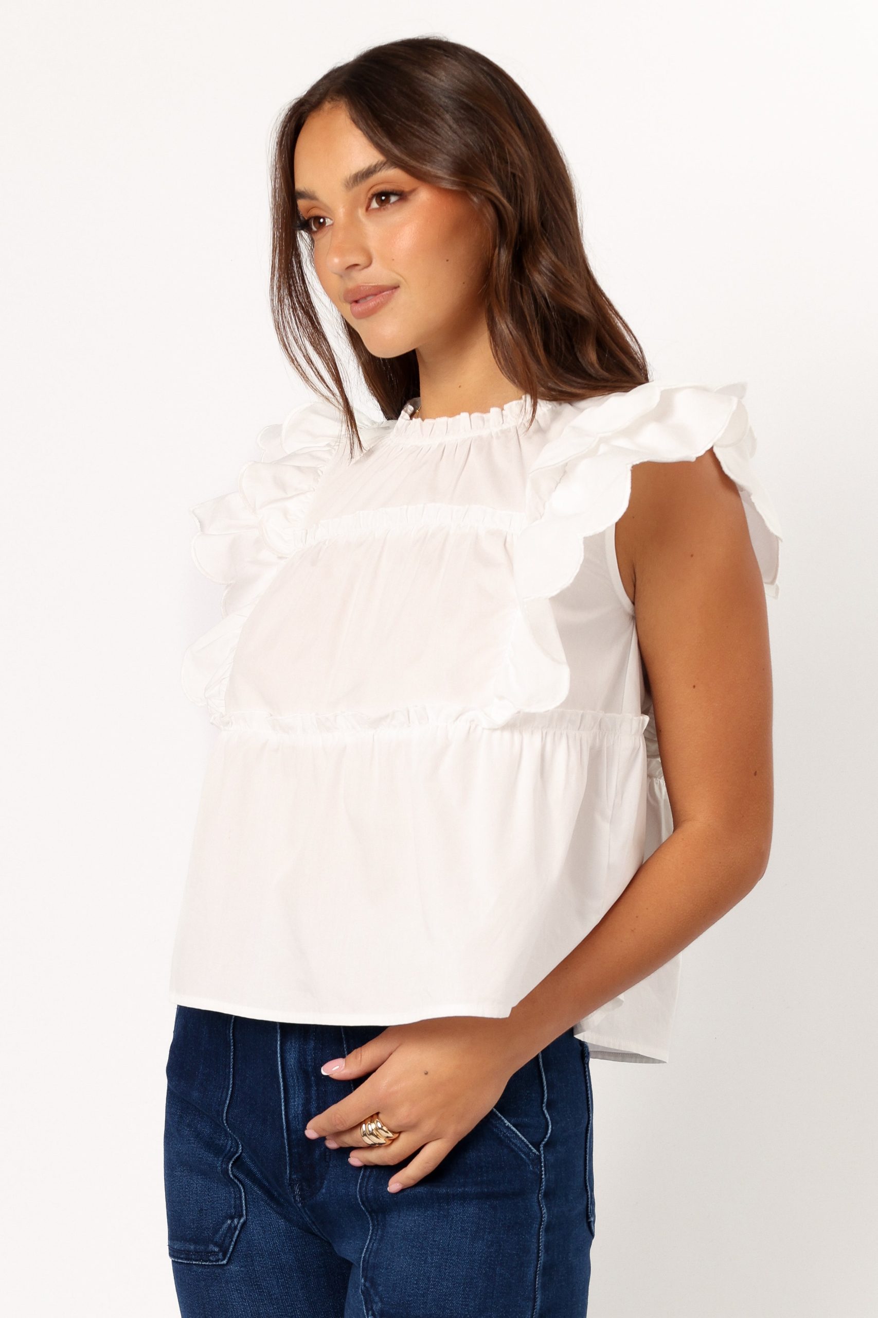 Elaine Ruffle Top - Off White - Image 5