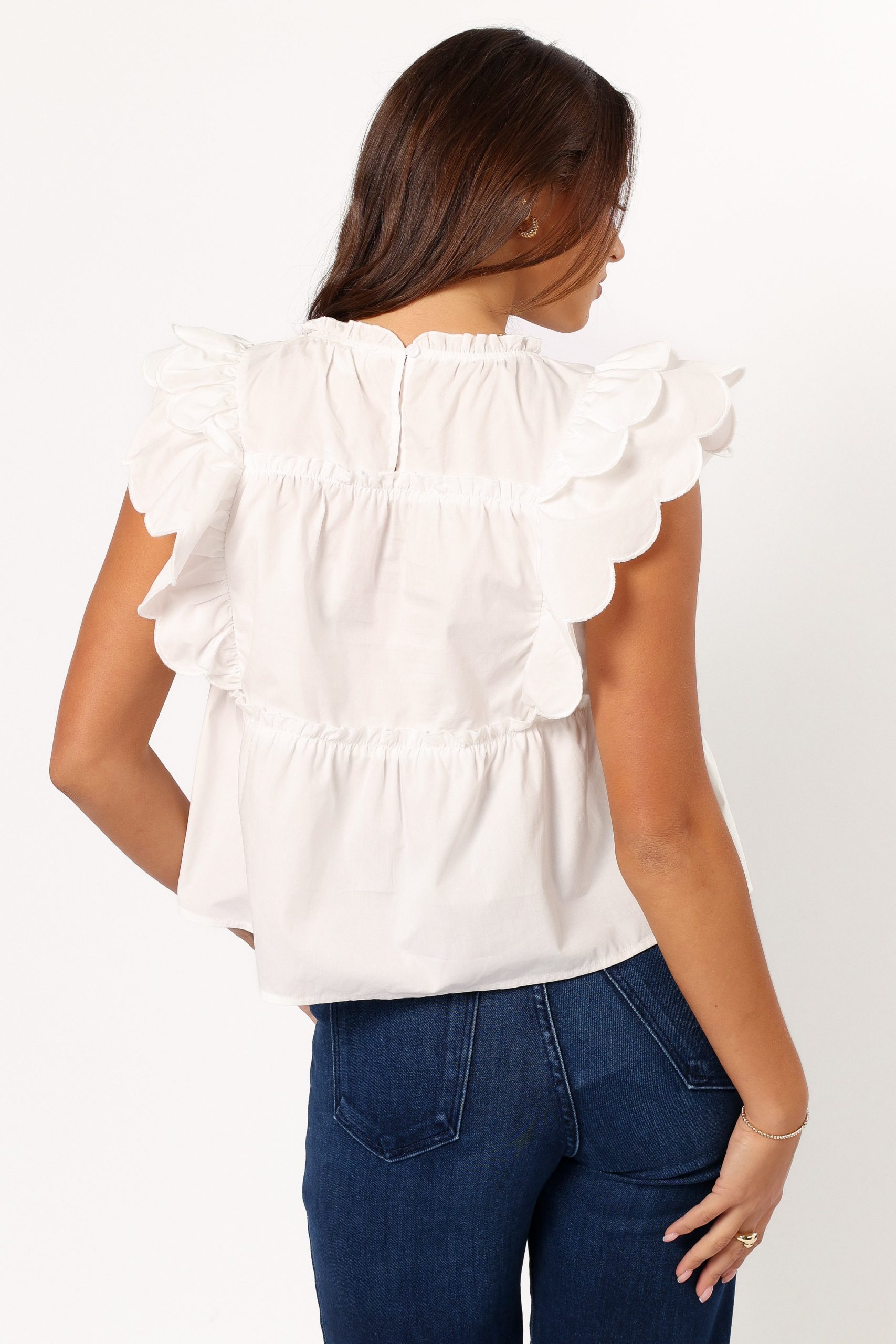 Elaine Ruffle Top - Off White - Image 6