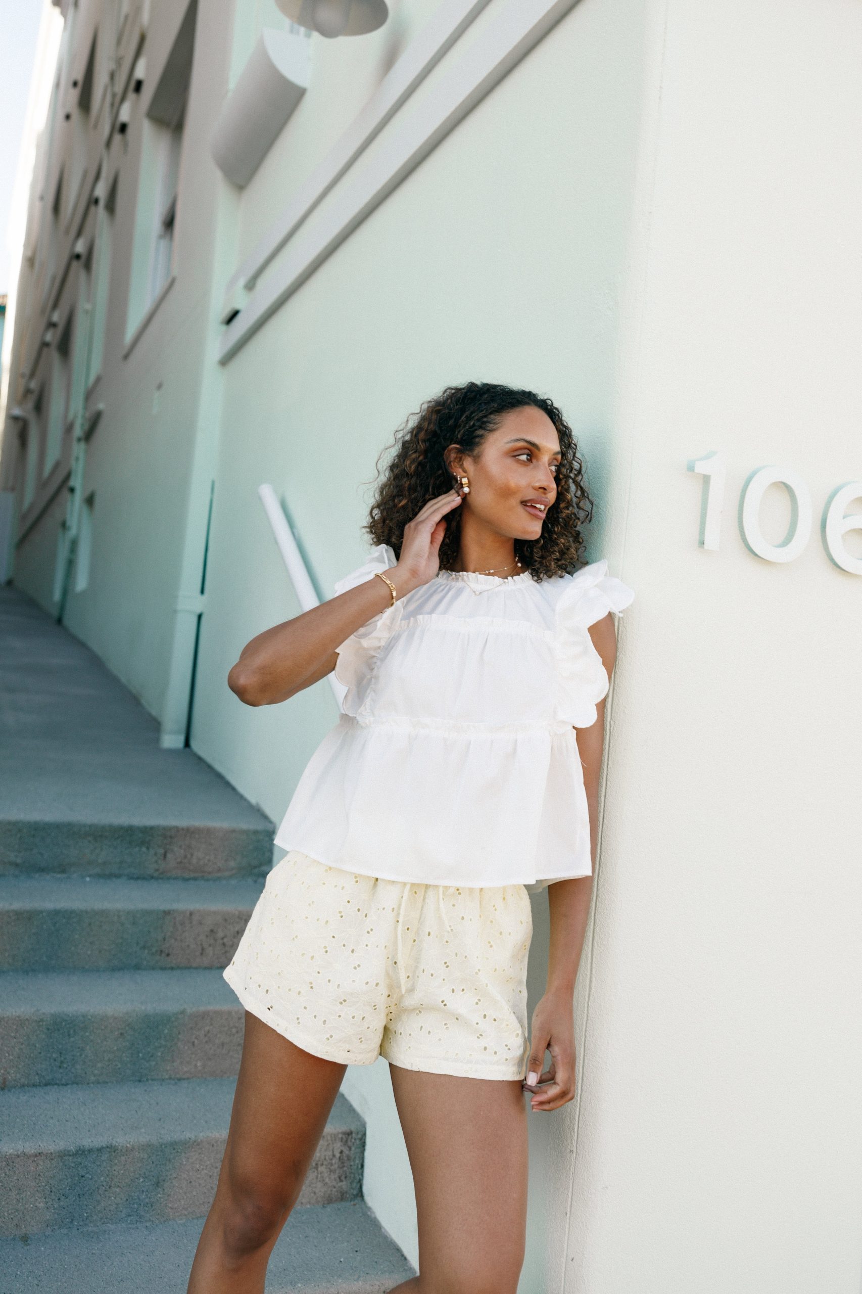 Elaine Ruffle Top - Off White - Image 2