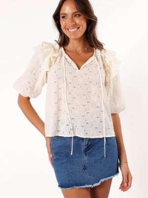 Iris Ruffled Top - Cream
