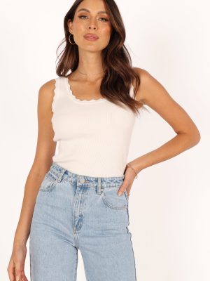 Monique Ribbed Tank Top - White