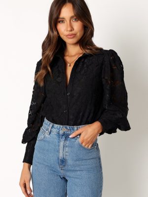 Tadeo Lace Shirt - Black