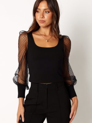 Wesson Sheer Sleeve Top - Black
